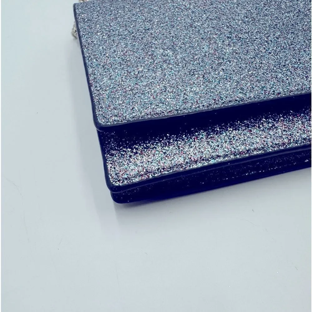 Auth Jimmy Choo Lilia Shadded Glitter Multicolor Fabric Clutch Preloved Purse